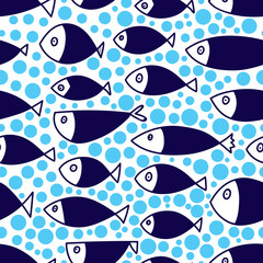 Cute fish. Kids background. Seamless pattern. Can be used in textile industry, paper, background, scrapbooking.