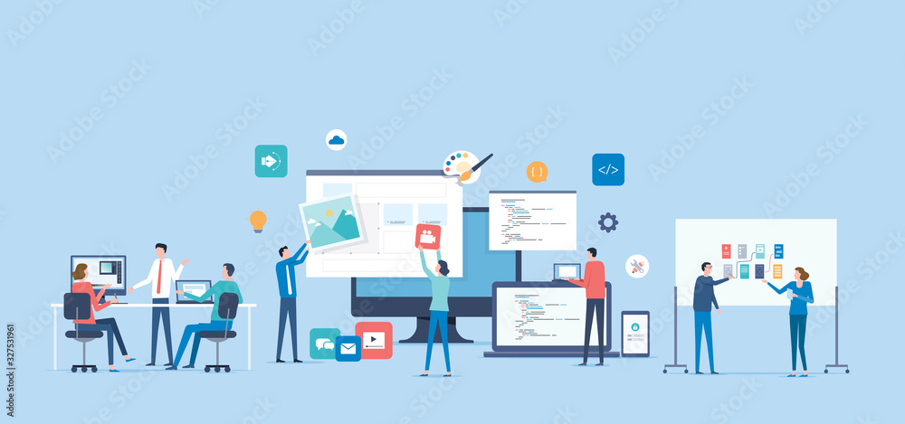 Leinwandbilder web design and mobile application design process concept with designer and developer team  collaboration  working concept
