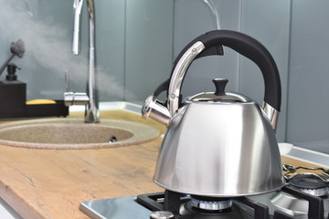 Kettle on a gas stove