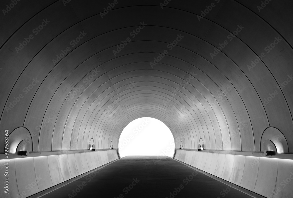 Poster empty futuristic modern tunnel in the dark
