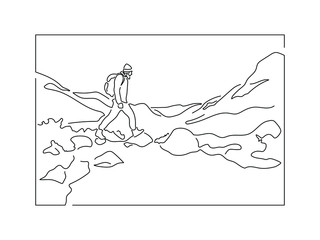 Outdoor adventure isolated line drawing, vector illustration design. Outdoor collection.