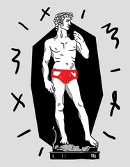 David sculpture body. Crazy red style.