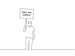 Climate change activists isolated line drawing, vector illustration design. Activism collection.