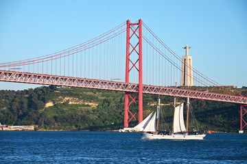 bridge on tagus river in Lisbon, Portugal
