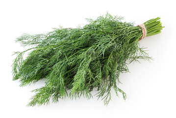 Bunch of fresh dill isolated on white background