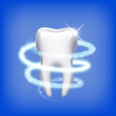 Realistic tooth. Isolated shining 3d teeth. Dental health care, clean molar. Stomatology icon, protection vector illustration. Tooth healthy, dental medicine health
