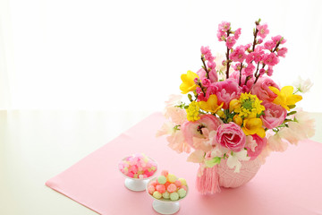 ひな祭り　フラワーアレンジ