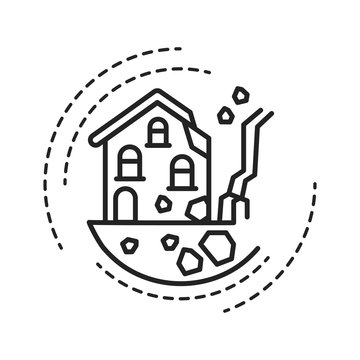 house collapsing, black line art clip art preview
