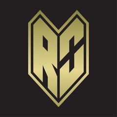 RO Logo monogram with emblem line style isolated on gold colors