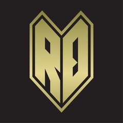 RQ Logo monogram with emblem line style isolated on gold colors