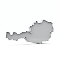 Austria simple 3D map in white grey. 3D Rendering