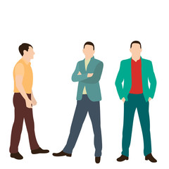  isolated, in a flat style men, guys are standing