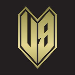 UB Logo monogram with emblem line style isolated on gold colors
