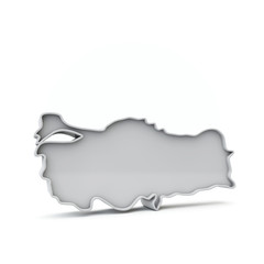 Turkey simple 3D map in white grey. 3D Rendering