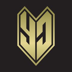 YC Logo monogram with emblem line style isolated on gold colors