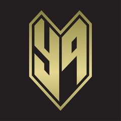 YP Logo monogram with emblem line style isolated on gold colors