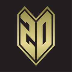 ZD Logo monogram with emblem line style isolated on gold colors