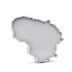 Lithuania simple 3D map in white grey. 3D Rendering