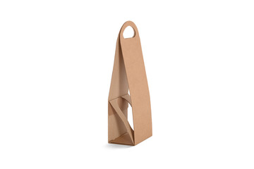 Blank craft wine folding bag mockup, side view