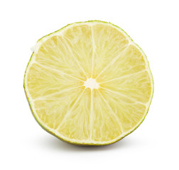 Expired lime, cut in half isolated on white with clipping path.