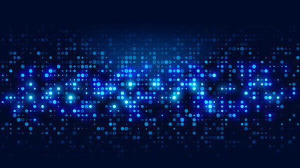 Dot blue pattern screen led light gradient texture background. Abstract  technology big data digital background. 3d rendering.