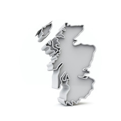 Scotland simple 3D map in white grey. 3D Rendering