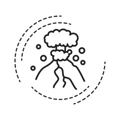 Eruption black line icon on white background. The outpouring of magma. Ejection of ash. Pictogram for web page, mobile app, promo. UI UX GUI design element. Editable stroke.