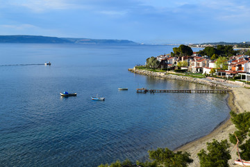 Fototapeta na wymiar Dardanelles and Guzelyali village, Eren Keui Bay