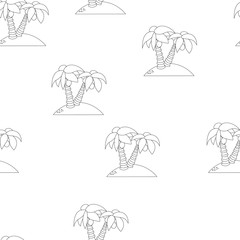 plain seamless vector pattern of sand island with two palm trees. illustration in doodle style. Marine and summer theme. Good for print in kids room or tour travel shop.
