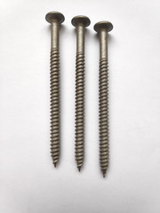 Iron screws. On white background.