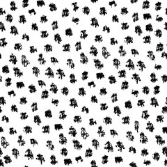 Vector seamless pattern with dry brush strokes/ Hand drawn texture/ Abstract background in black and white