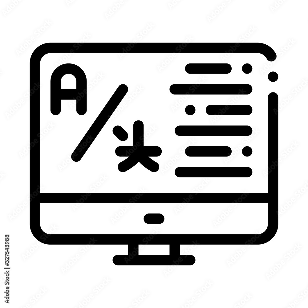 Aufkleber computer translation program icon thin line vector. online learning or dictionary on computer screen