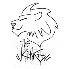 Lion head with lettering the king vector illustration