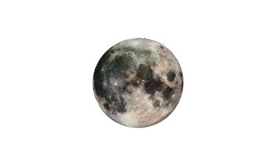 Full moon isolated over white background. Elements of this image furnished by NASA