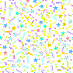 Sprinkle Cupcake Donut Topping. Seamless Pattern 