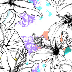 Floral Geometric Print Tropical Jungle Leaf Brush