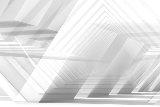 Abstract white digital background, low poly structures © evannovostro