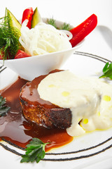 Pork neck confit with pickled vegetables