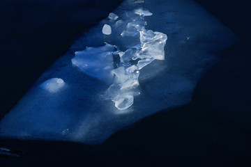 Beautiful ice floes in dark water