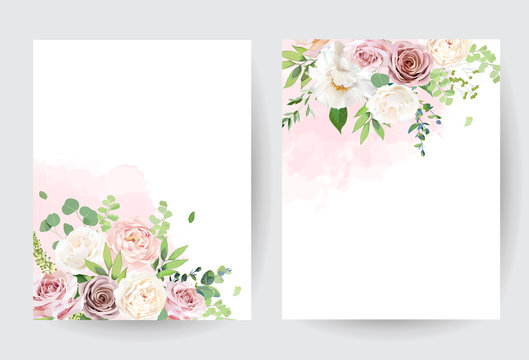 Floral pastel watercolor style. Blooming spring floral cards.