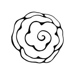 Rose flower. Hand drawing outline doodles. The symbol of the flower. Stock vector illustration.