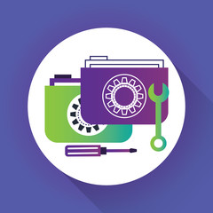  Folder and tools or settings icon isolated. Folder with wrench and screwdriver sign. Computer technical service