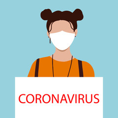 Coronavirus in China. Novel coronavirus (2019-nCoV), woman in white medical face mask. Concept of coronavirus quarantine.