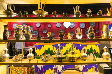 Amman, Jordan - October 10, 2016: Interior of the restaurant in oriental style