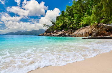 Fototapeta na wymiar Beautiful Anse Soleil beach at Seychelles