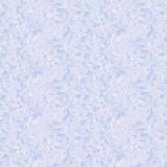 Blue and white pastel leaves seamless vector pattern. Delicate surface print design. Great for backgrounds and textures.
