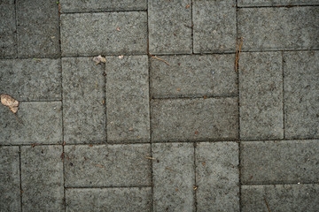 Texture of paving slabs overgrown with grass. Background image of a stratum stone