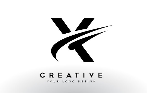 Creative X Letter Logo Design with Swoosh Icon Vector.