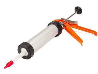 Silicone glue gun, isolated on white background