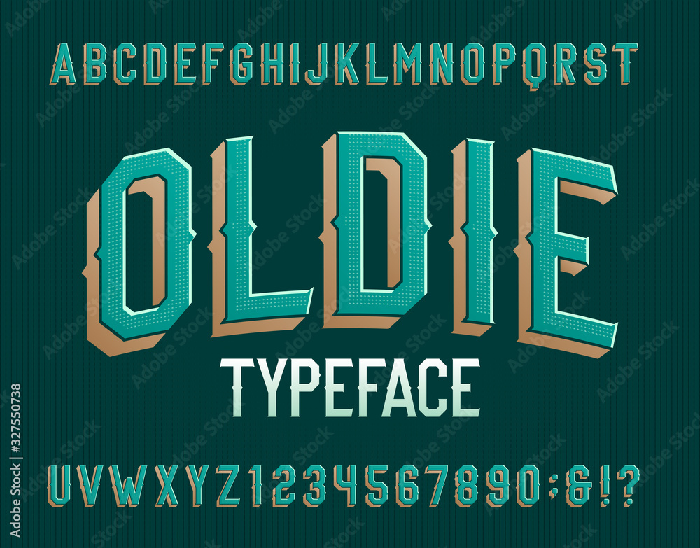 Fototapete oldie alphabet font. retro letters and numbers. vector typescript for your typography design.
